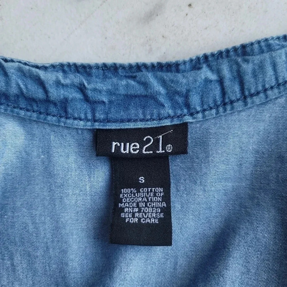 Rue 21 Womens Blue Sleeveless Button Front Denim Jean Soft Dress Sz S - Picture 5 of 9